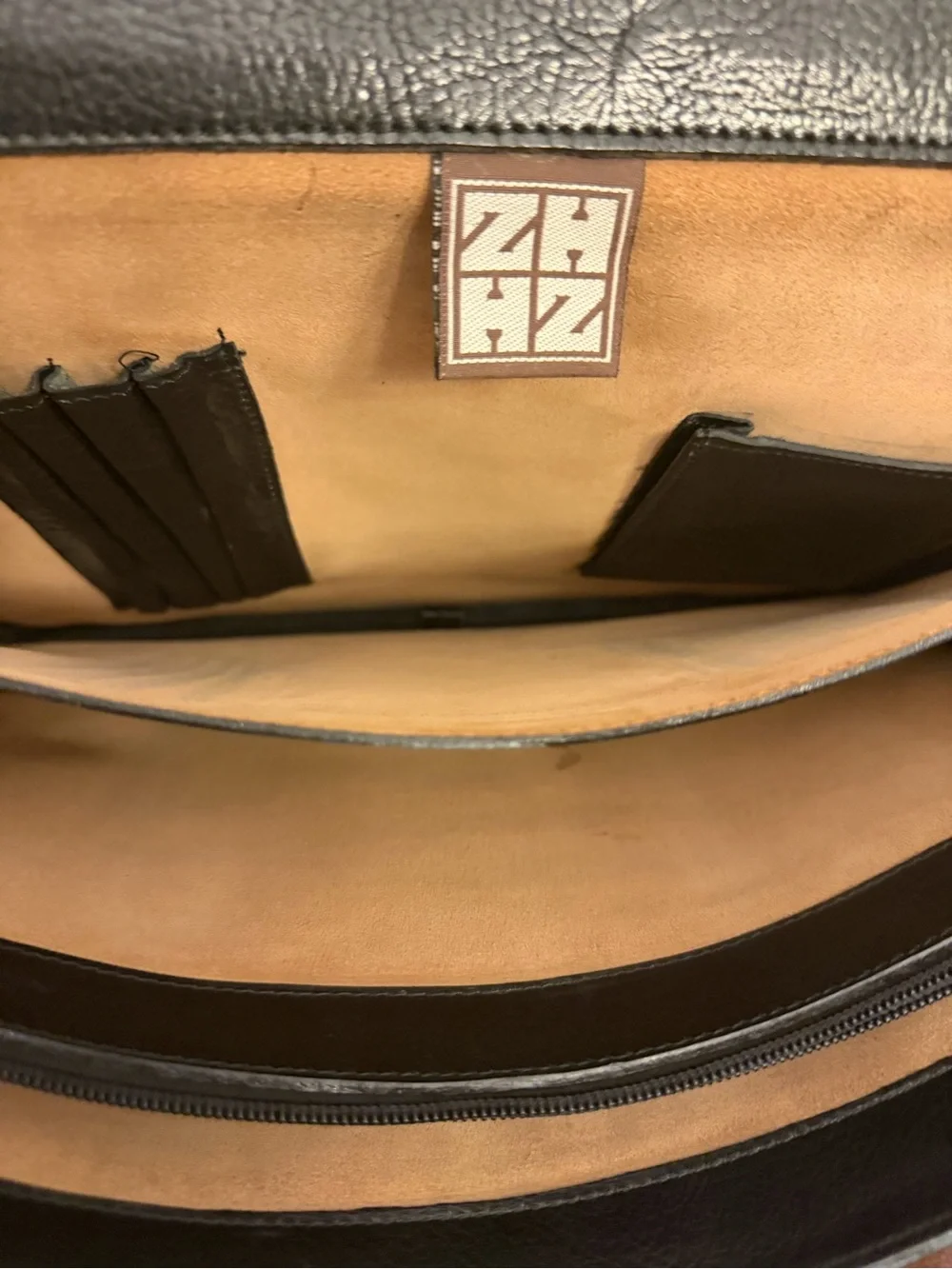 Vintage Maggio & Rosetto Leather Briefcase Black Expendable Bottom No Strap